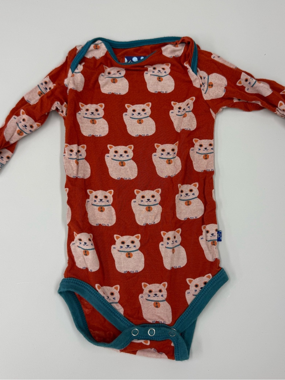 3-6M KicKee Pants Lucky Cat Tokyo Bamboo Long SleeveOnsie